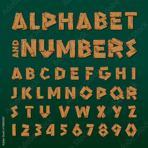Wooden alphabet and numbers