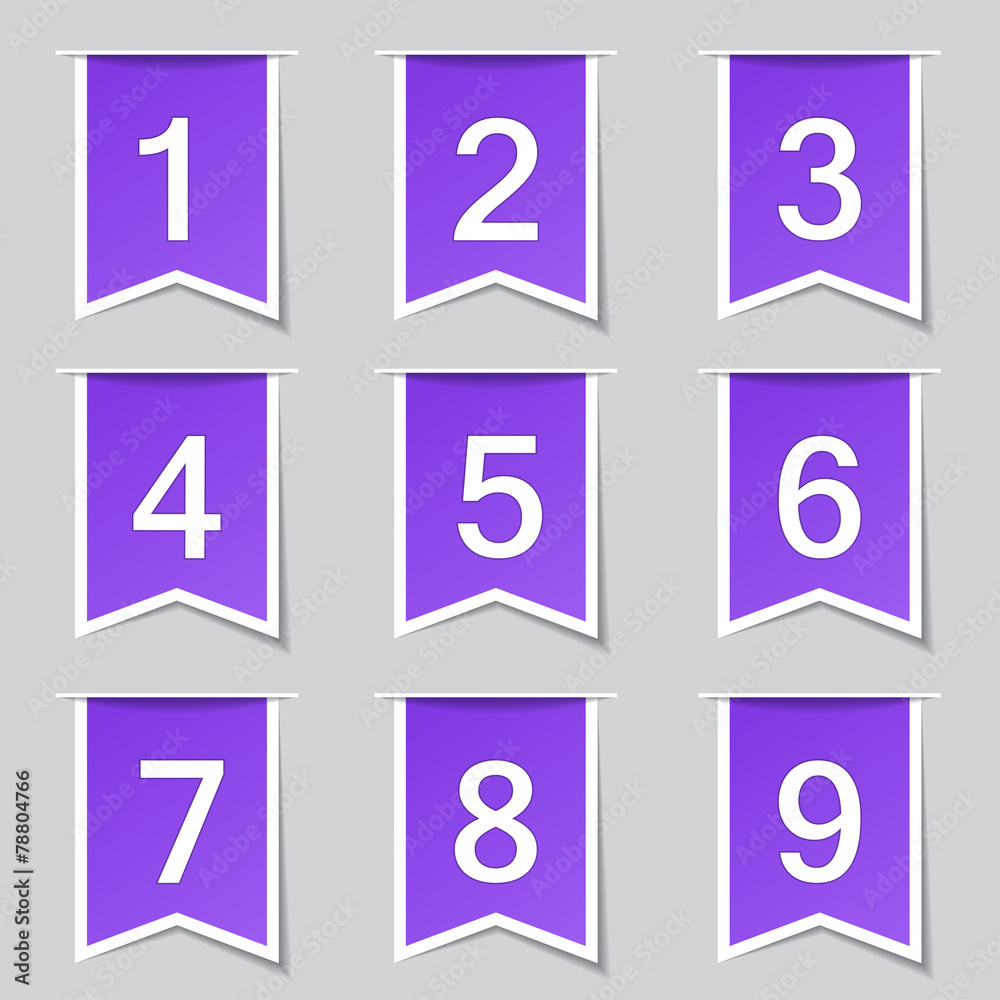 Numbers Counting Label Vector Violet Icon Design Set Numbers Counting Label Vector Violet Icon Design Set
