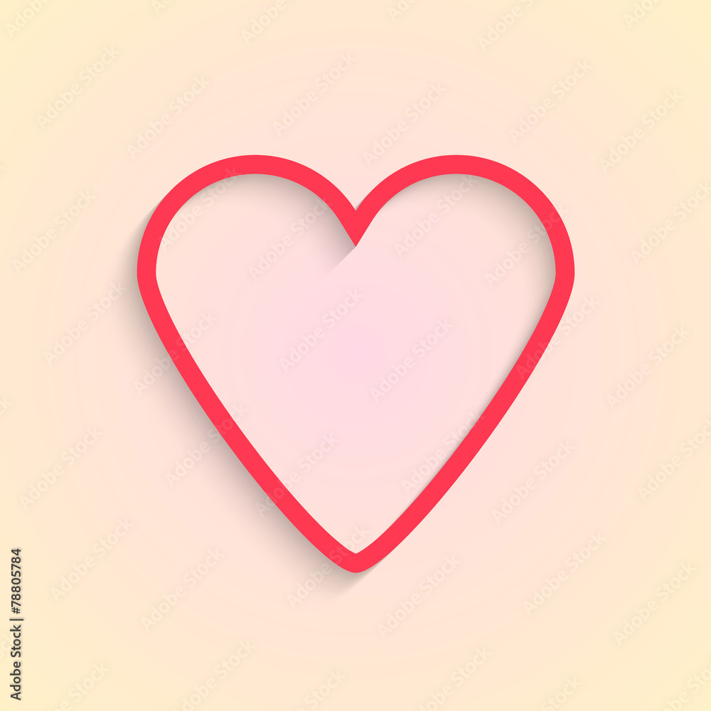 red outline heart isolated on cream background