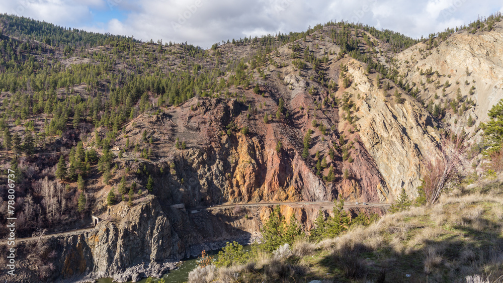 Rugged Mountains in the Fraser Canyon in British Columbia