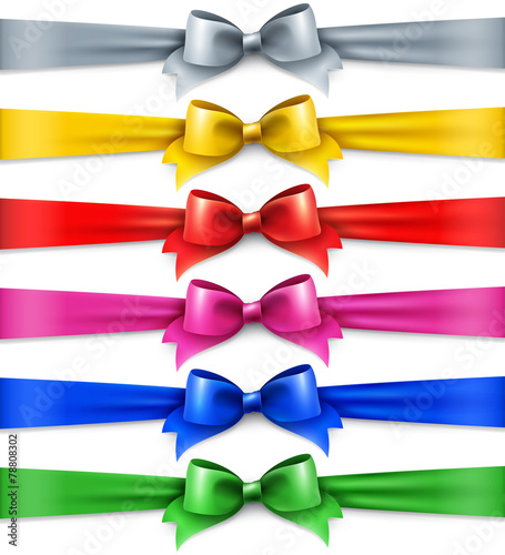 Set of multicolored shiny ribbons, isolated on white