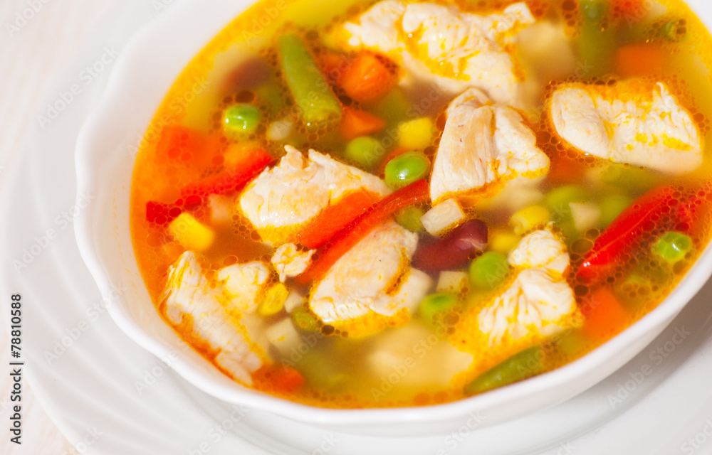 chicken soup with fresh vegetables chicken soup with fresh vegetables