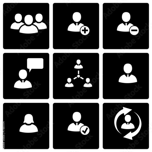 Vector black office people icon set