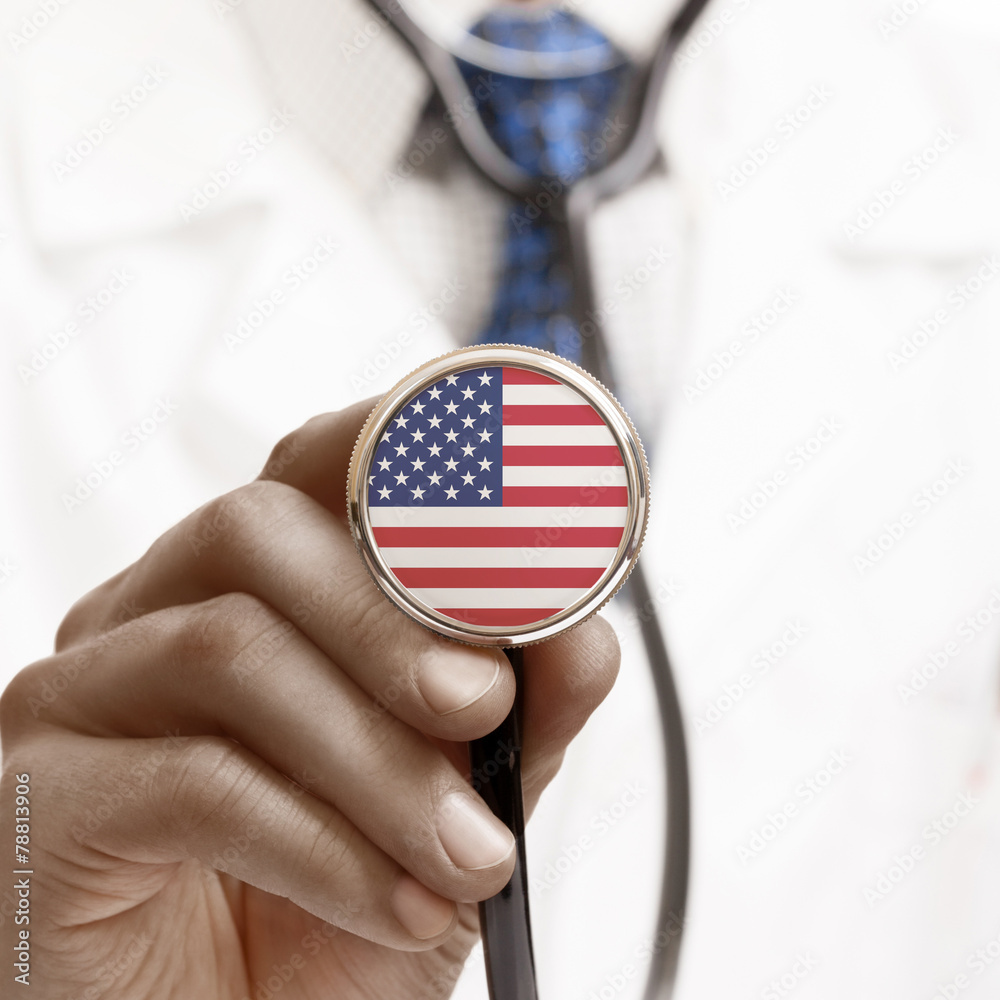 Stethoscope with national flag conceptual series - United States