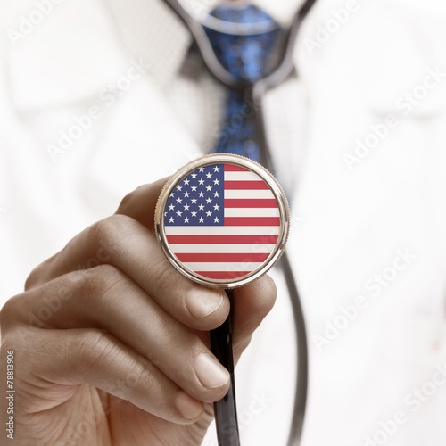 Obraz na płótnie Stethoscope with national flag conceptual series - United States w salonie