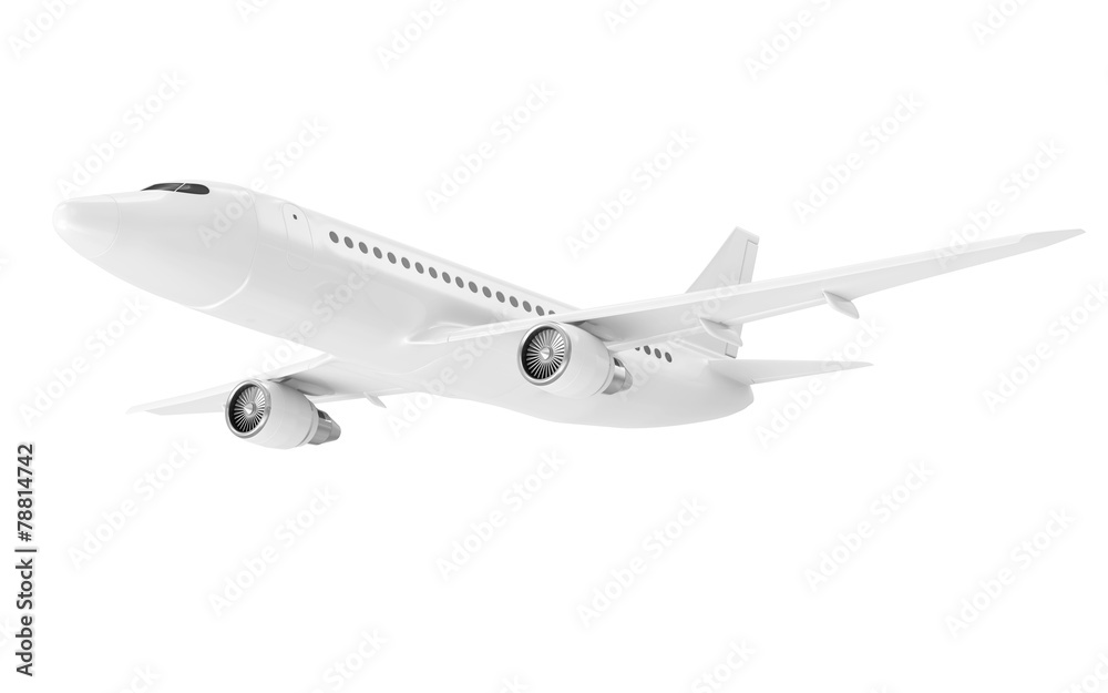 Modern Airplane isolated on white background.