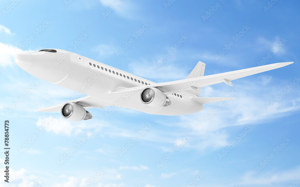 Flying Airplane in the Sky. Passenger Airplane of My Own Design Flying Airplane in the Sky. Passenger Airplane of My Own Design