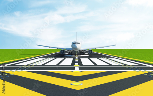 Airplane Waiting on Airport Runway. Passenger Airliner