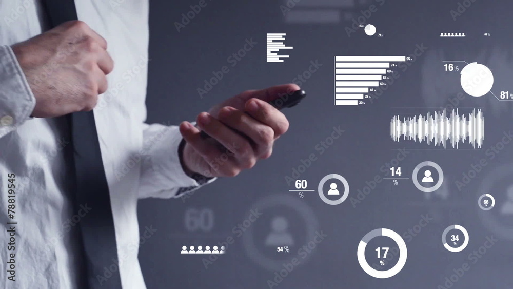 Businessman performing business data analysis on mobile phone