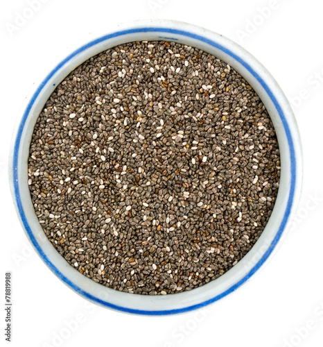 chia seeds in a bowl isolated on white