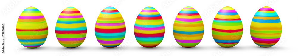Ostereier, Ostern, Eier, bemalt, bunt, farbig, nebeneinander, 3D Ostereier, Ostern, Eier, bemalt, bunt, farbig, nebeneinander, 3D