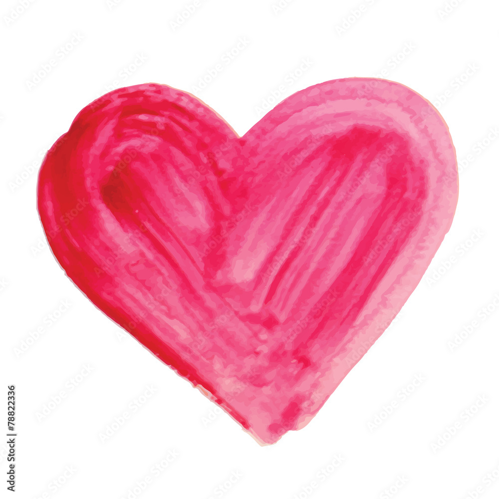 Watercolor hand drawn heart.