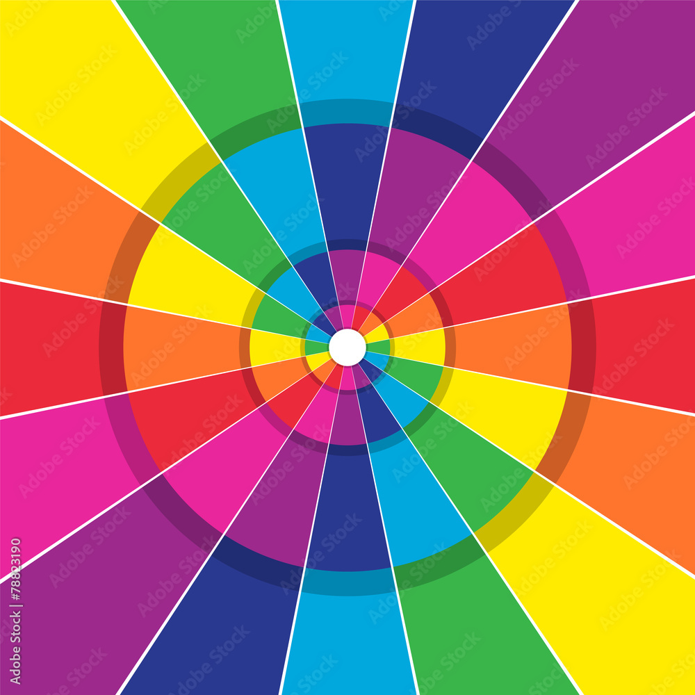 Fototapeta premium Brightly colored abstract circular background with dividing line