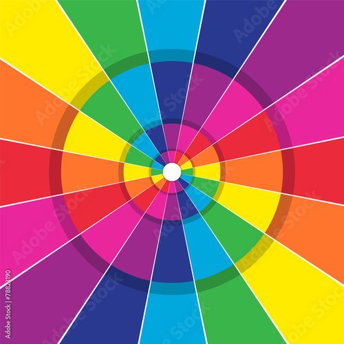 Brightly colored abstract circular background with dividing line