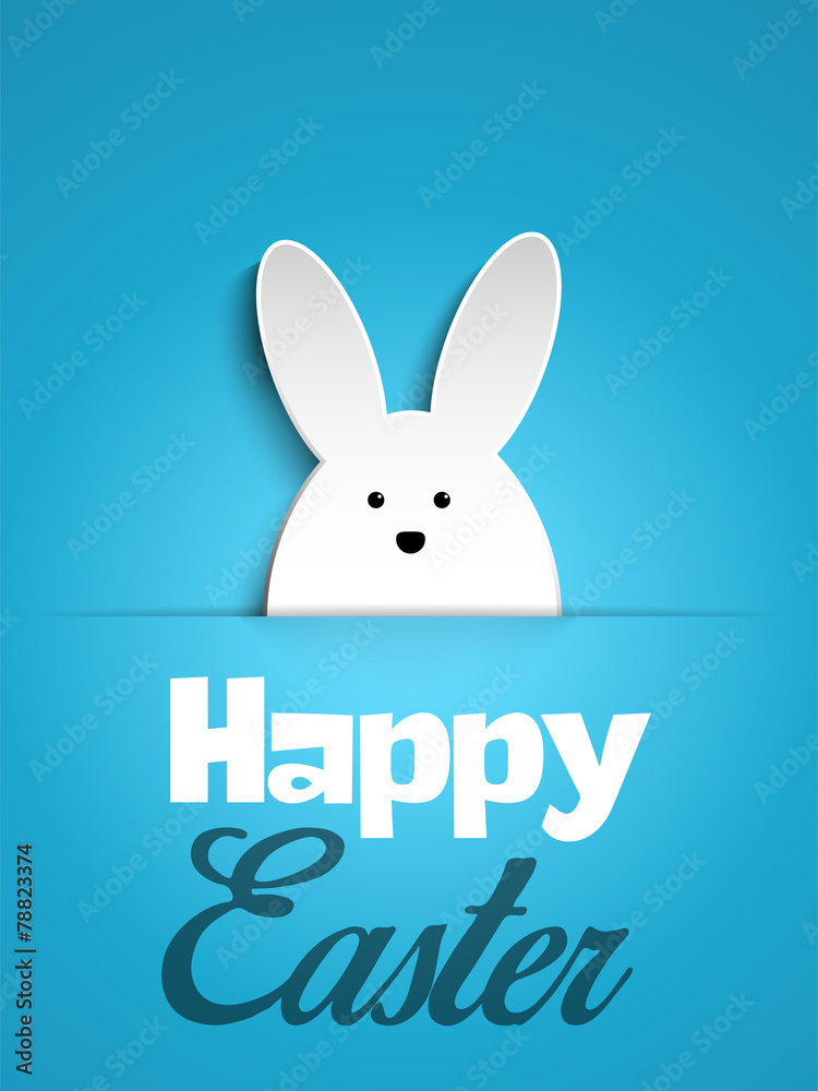 Obraz premium Happy Easter Rabbit Bunny on Blue Background