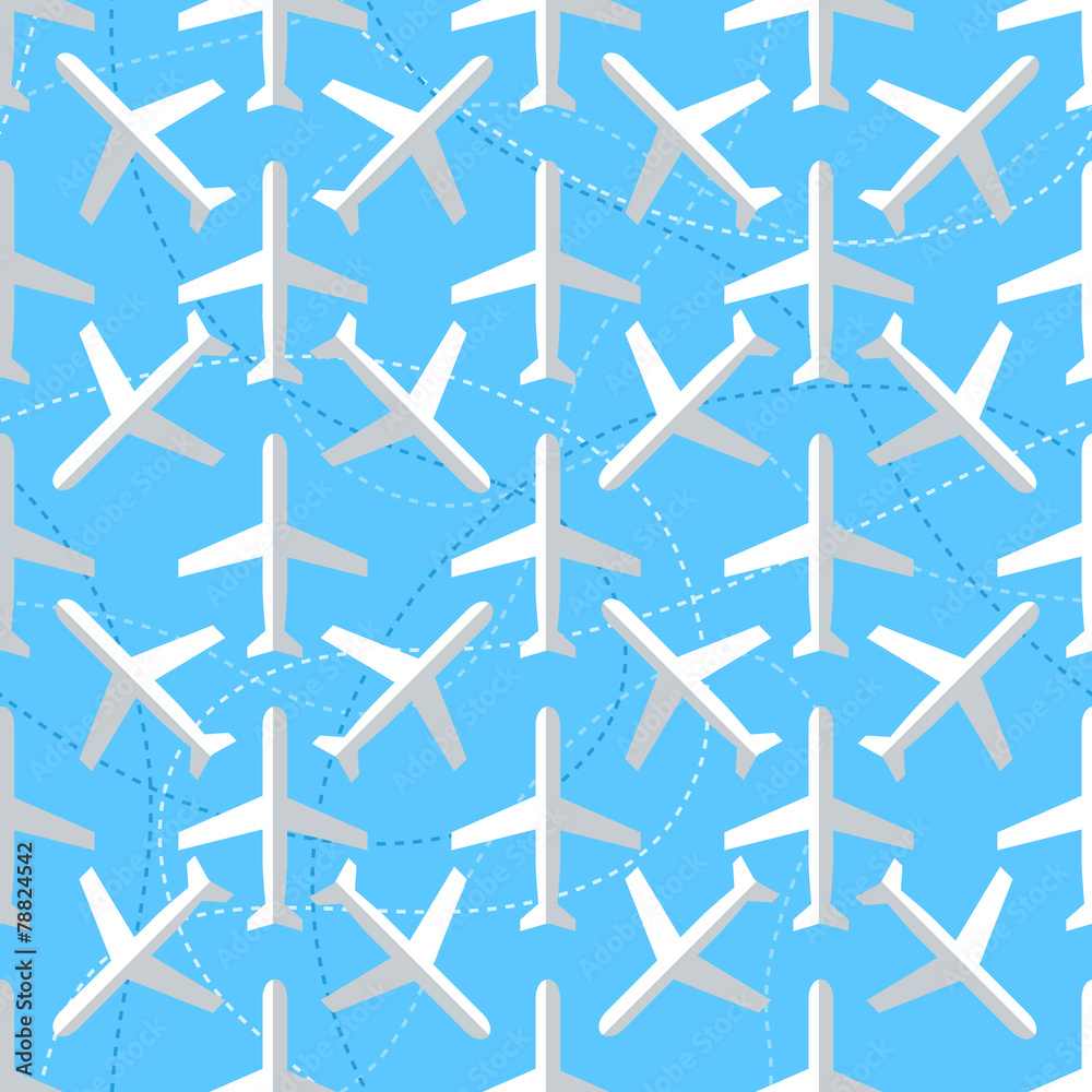 Seamless pattern with flat styled planes Seamless pattern with flat styled planes