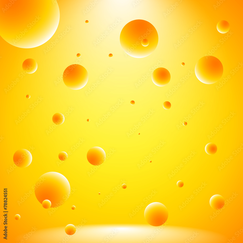 Abstract conceptual yellow room with flying lightened balls Abstract conceptual yellow room with flying lightened balls