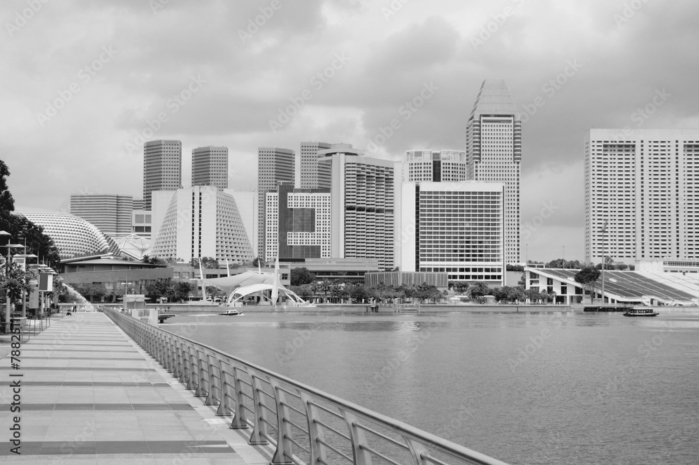 Singapore City. Black and white.