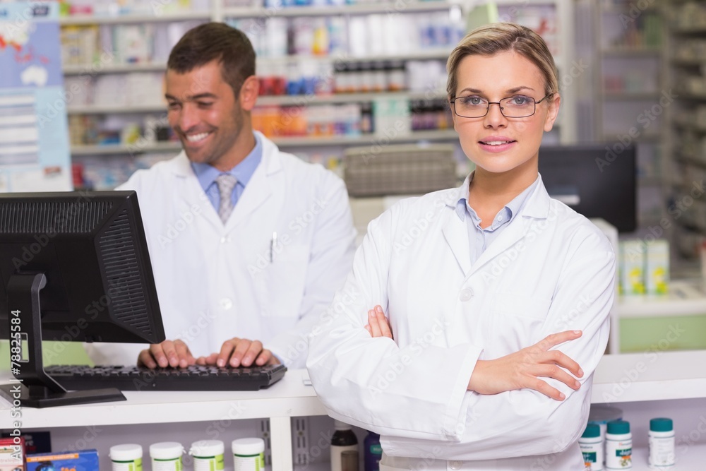 Pharmacist looking at camera Pharmacist looking at camera