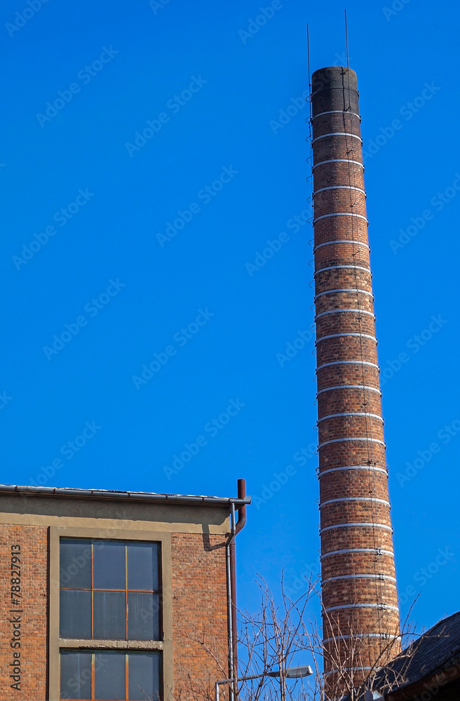 Building and smoke stack of an old factory
