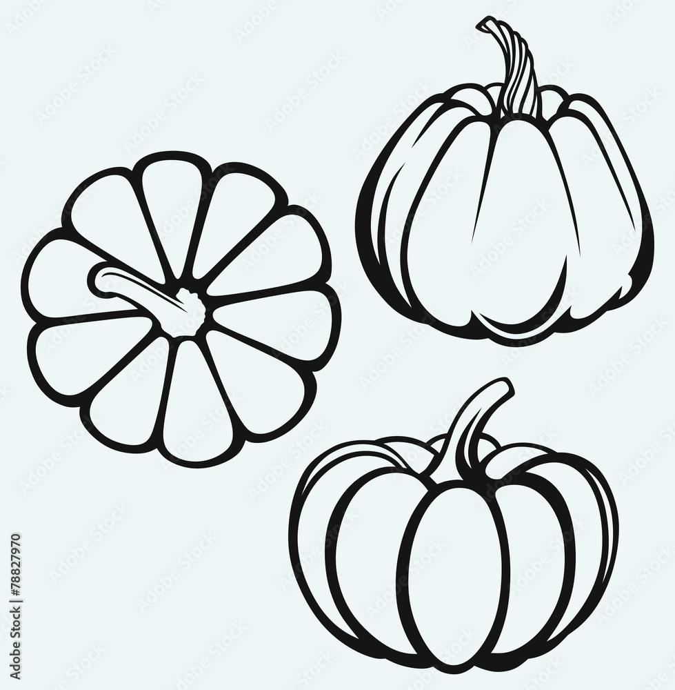 Pumpkins isolated on blue background Pumpkins isolated on blue background