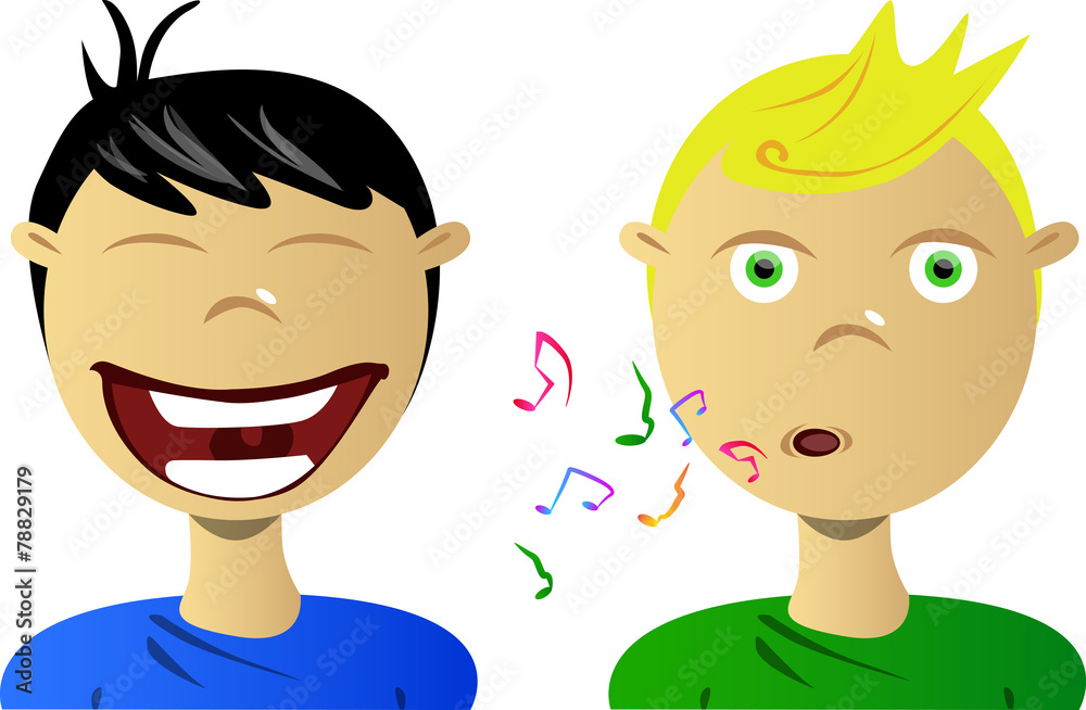 A boy whistling while the another one laughing at him. A boy whistling while the another one laughing at him.