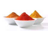 Curry powder, paprika and ground cinnamon