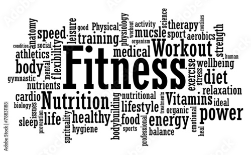 Fitness Word Cloud Illustration