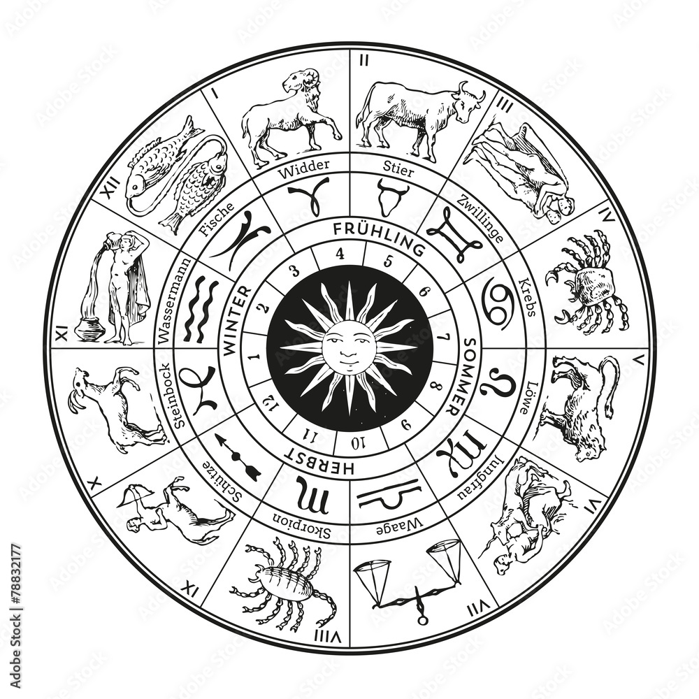 Sternzeichen/Tierkreiszeichen (deutsch Stock-Vektorgrafik | Adobe Stock