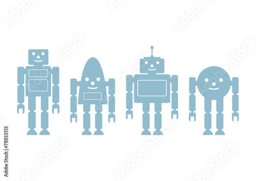 Robot icons on white background