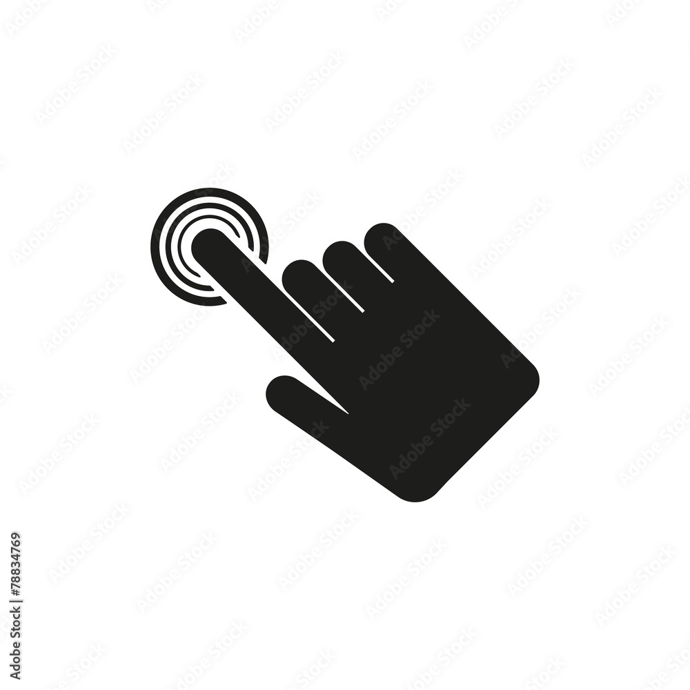 The hand click icon. Cursor symbol. Flat The hand click icon. Cursor symbol. Flat