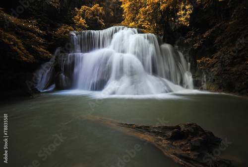 Fototapeta Naklejka Na Ścianę i Meble -  Waterfall with blue stream in the nature Thailand forest