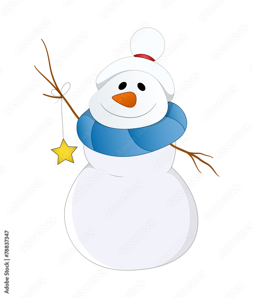 Happy Snowman with Star Happy Snowman with Star