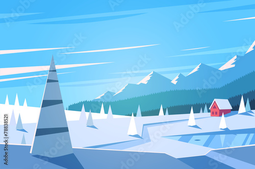 Winter landscape. Vector illustration.