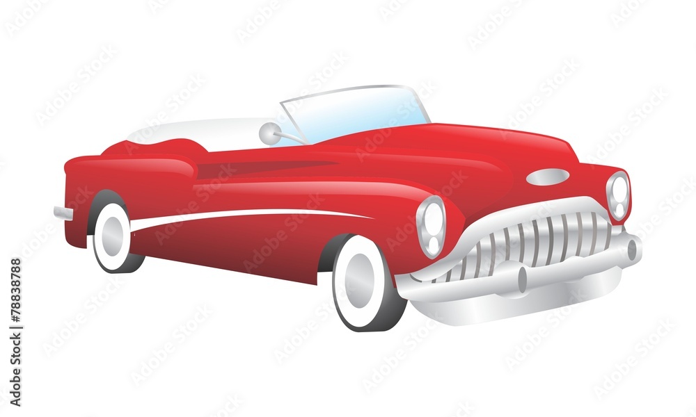 Red Classic Car Oldies Vector