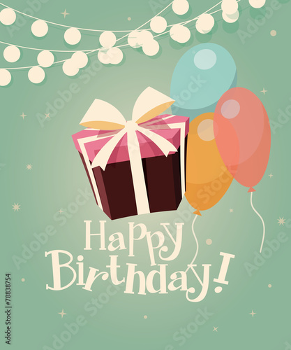 Birthday background with presents and balloons