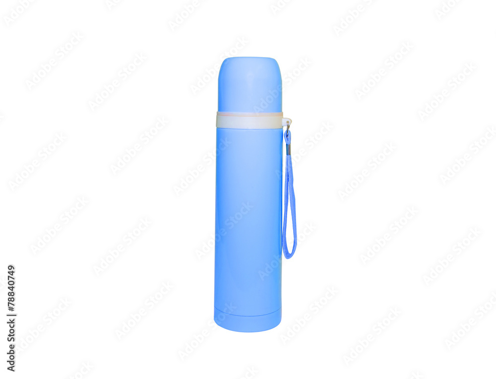 A Blue Plastic Flask Isolated on a White Background. A Blue Plastic Flask Isolated on a White Background.