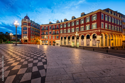 Fototapeta Naklejka Na Ścianę i Meble -  Place Massena in Nice at Dawn, France