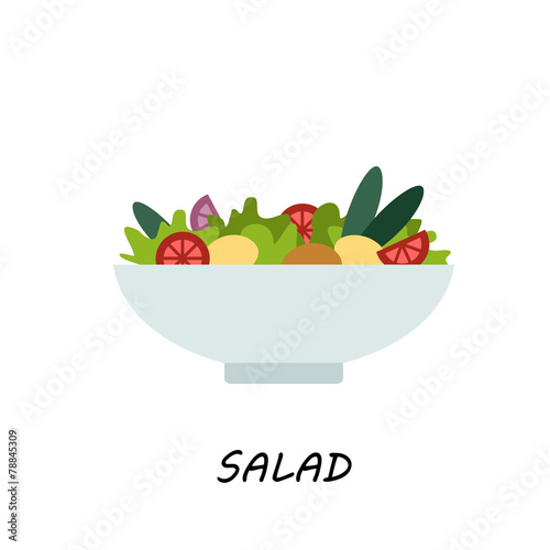 salad in bowl on white background illustration of isolated