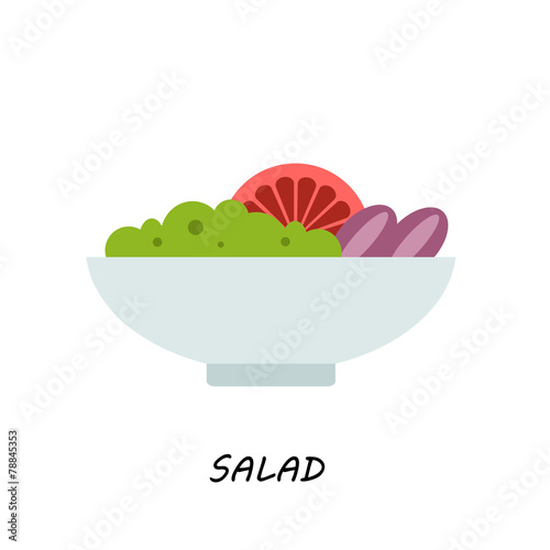 salad in bowl on white background illustration of isolated