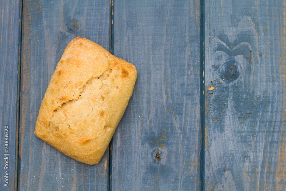 bread on blue background