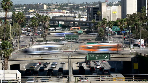 Heavy Downtown Traffic in Los Angeles - Time Lapse