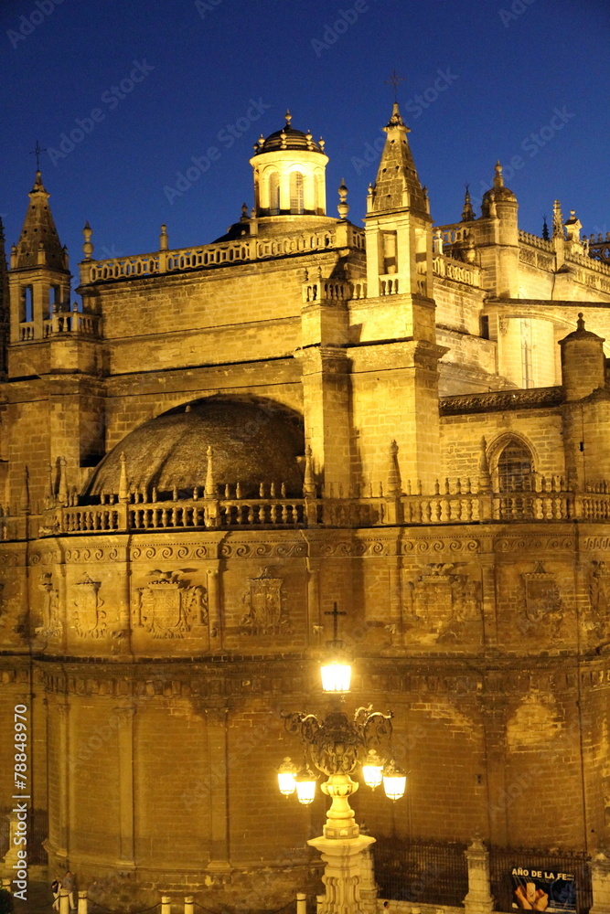 Spain, Andalusia, Sevilla cathedral at night