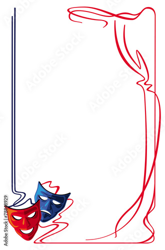 Elegant frame with theatre masks and curtain