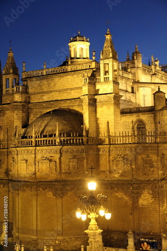 Spain, Andalusia, Sevilla cathedral at night