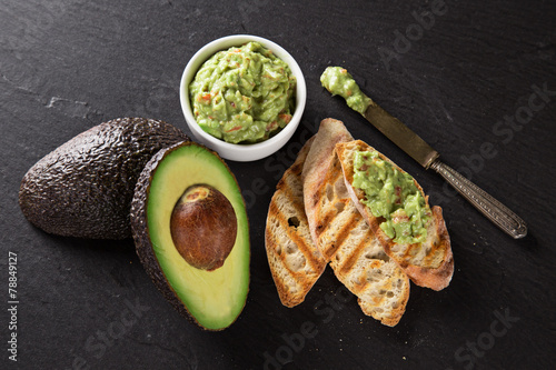 Guacamole with bread and av...