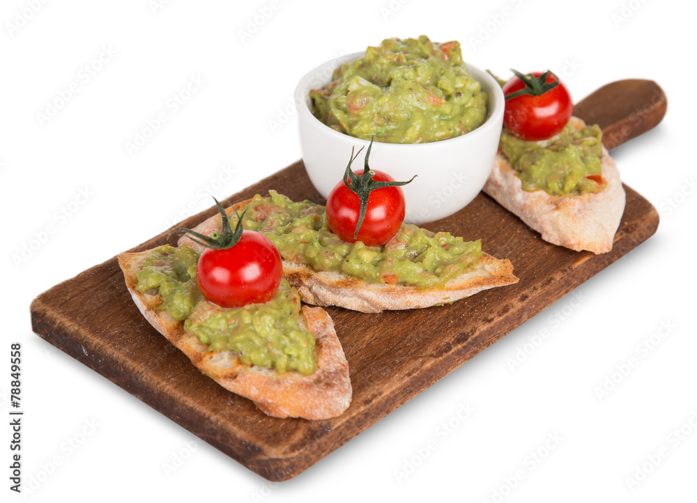 Guacamole with bread and avocado Guacamole with bread and avocado
