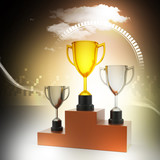 Three trophy isolated in white