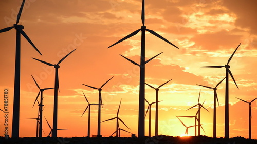 Time Lapse of Power Windmills in the California Desert at Sunset