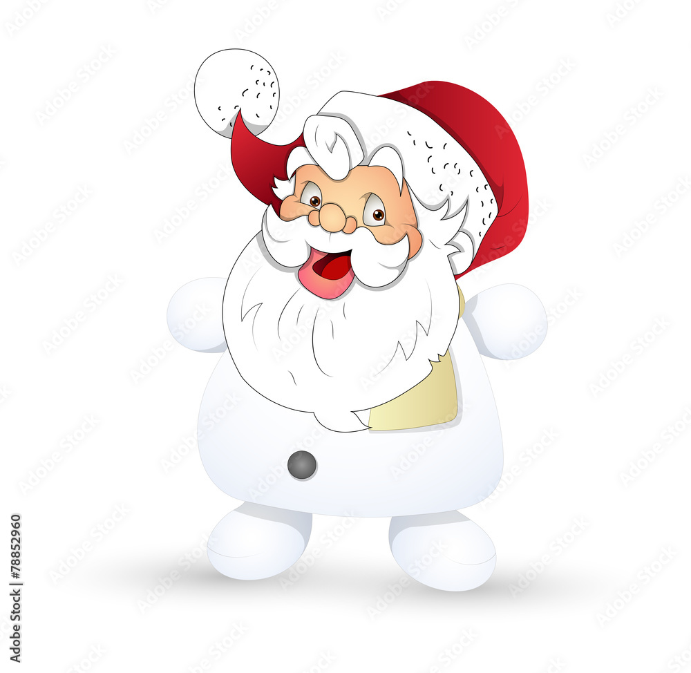 Happy Santa Face on Snowman Happy Santa Face on Snowman